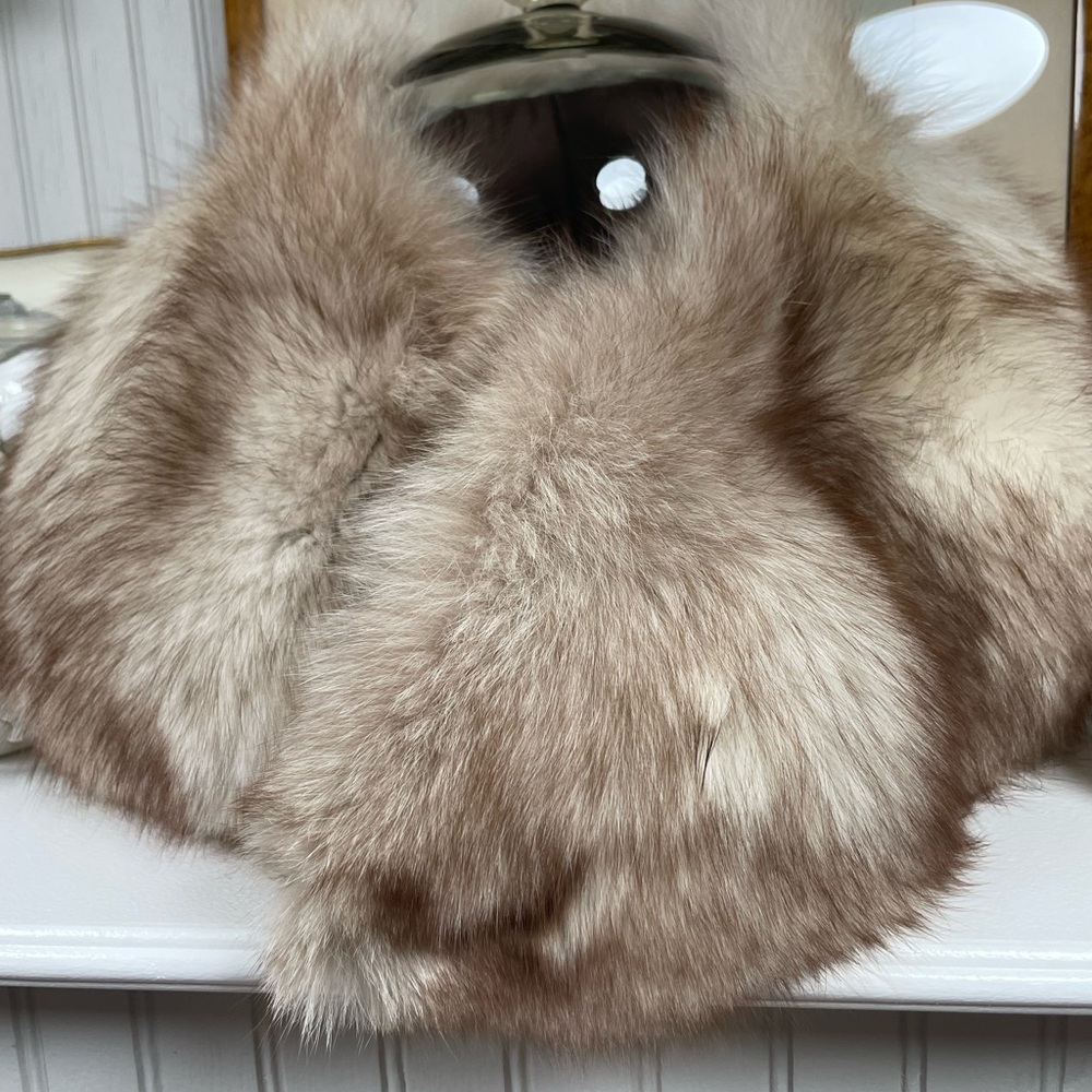 Vintage Fur Collar in Cream and Brown